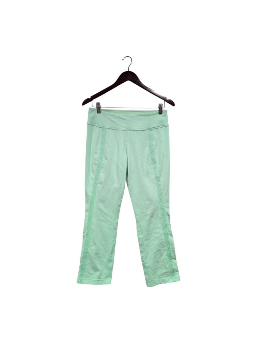 Lululemon Leggings Womens Sz 8 Cropped Mint Green Prominent Seam Textured Yoga